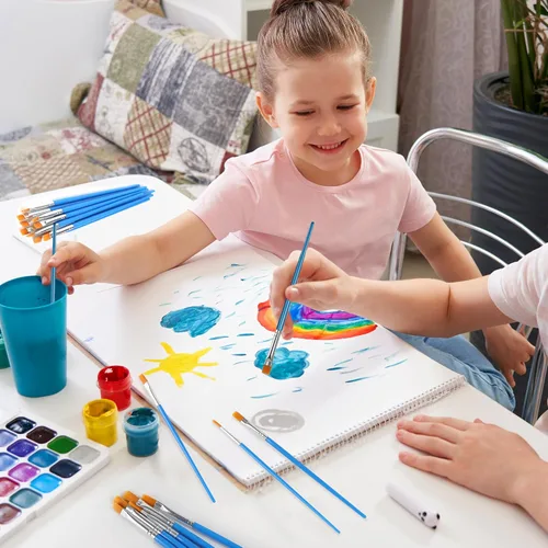 Miniatura 7 de Halobios Pinceles de pintura pequeños para manualidades, juego de pinceles de pintura para pintura acrílica, 30 piezas a granel, mini pinceles