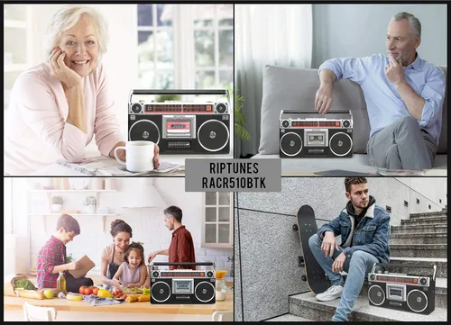 Miniatura 7 de Riptunes Boombox Radio Reproductor Grabador de Casetes, Radio AM/FM -SW1/SW2, Transmisión Inalámbrica, Ranuras USB/Micro SD, Entrada Aux, Conector