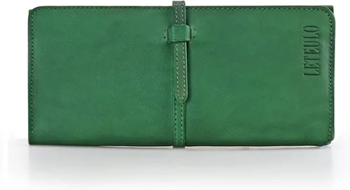 LETEULO Carteras para mujer, de piel auténtica, organizador de tarjetas, monedero, monedero de teñido por inmersión, carteras ultrafinas para mujer