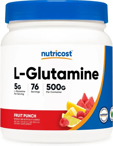 Nutricost - L-Glutamina en polvo, 17.6 onzas (sabor ponche de frutas) - (76 porciones por envase)
