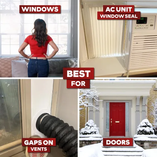 Miniatura 4 de XFasten Cinta transparente adhesiva para sellado de ventanas 5 cm x 27 m (3 paquetes de 82 m en total), cinta adhesiva aislante sin residuos