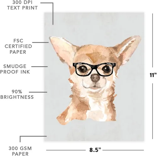 Miniatura 162 de Andaz Press Póster impreso para pared de perro, 8.5 x 11 pulgadas, Bulldog inglés con gafas negras, 1 paquete, regalo de cumpleaños de Navidad, sin