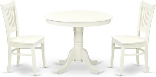 Miniatura 13 de East West Furniture ANVA3-BLK-C - Juego de mesa de comedor moderno de 3 piezas que contiene una mesa de cocina redonda con pedestal y 2 sillas
