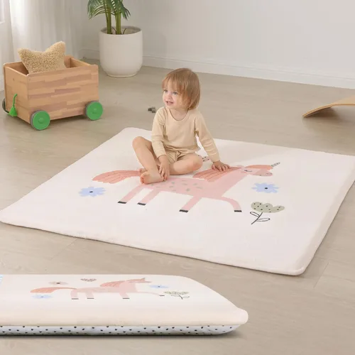 Miniatura 19 de Huloo Sleep Alfombra de Juego para Bebés para Piso, Espesor de 1.3" de Espuma Elástica, Alfombra de 1.27m×1.27m para Tiempo de Barriga, Terciopelo