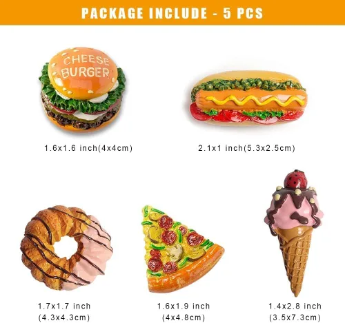 Miniatura 4 de 5 imanes de comida para refrigerador, calcomanías para nevera, hamburguesa, dona, helado, pizza, perrito caliente, pizza, imanes para cocina