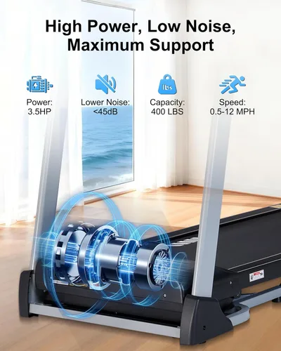 Miniatura 5 de Ateedge Cinta de correr resistente para el hogar, 18% de inclinación automática, capacidad de 400 libras, 3.5 HP, velocidad de 0.5 a 12 MPH