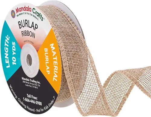 Miniatura 16 de Mandala Crafts Cinta de arpillera verde con alambre para corona, cinta de arpillera con alambre verde rústico de yute natural, 1 pulgada de ancho