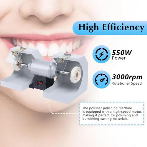 Miniatura 3 de Máquina de torno polaco de pulido dental de 110 V, 550 W Laboratorio dental Torno Pulidora 3000RPM, Pulidora de laboratorio dental para fundición