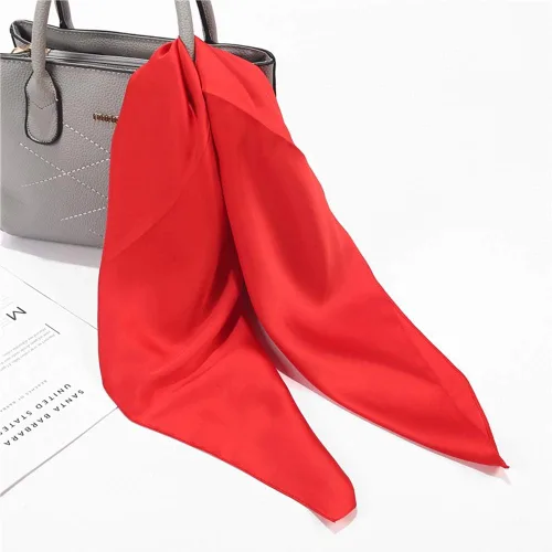 Miniatura 24 de Conjunto de bufanda de poliéster de gasa cuadrada de satén suave y grande para mujer, cuello de cabeza, multiuso, colores sólidos disponibles