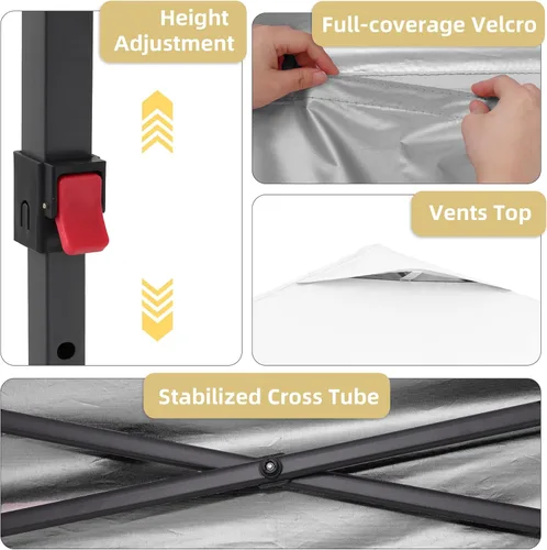Miniatura 4 de GDY 10x10FT Pop-Up Canopy Tent — with 4-Side Walls & Vented Top, Portable Outdoor Event Tent for Garden, Poolside, Parks, Parties,Camping, White.