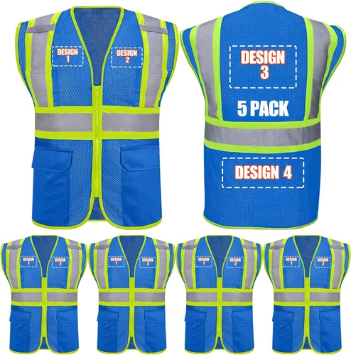 Miniatura 35 de Chalecos de seguridad con logotipo personalizado (S, M, L, XL, 2XL, 3XL, 4XL) Chalecos de seguridad reflectantes de alta visibilidad Clase 2