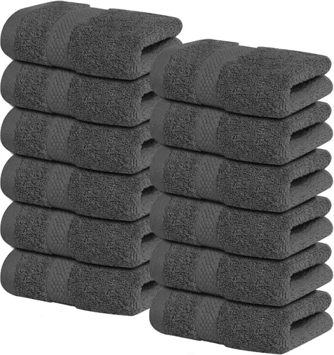 Miniatura 30 de Infinitee Xclusives Toallas de lujo para la ducha [13 x 13] – 100% algodón [paquete de 12], toallas faciales suaves y absorbentes para baño, Gris