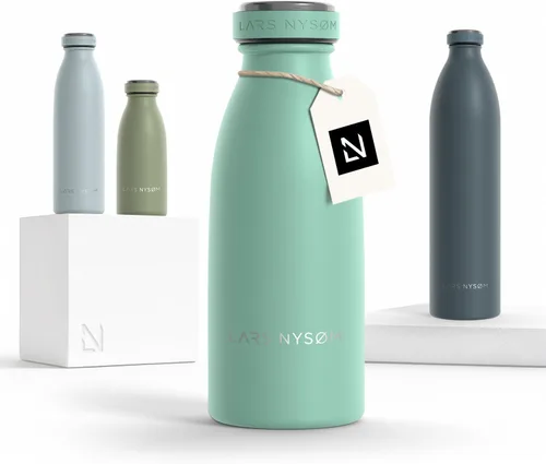 Miniatura 21 de LARS NYSØM Botella de agua XL de acero inoxidable aislada 12oz 17oz 25oz 34oz 51oz Botella térmica aislada para bebidas calientes y frías Azul