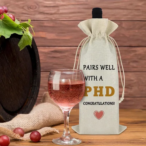 Miniatura 4 de PHD - Regalo de graduación, regalo de graduación, bolsa de vino para hijo e hija, bolsa de vino con cordón, regalo de felicitaciones