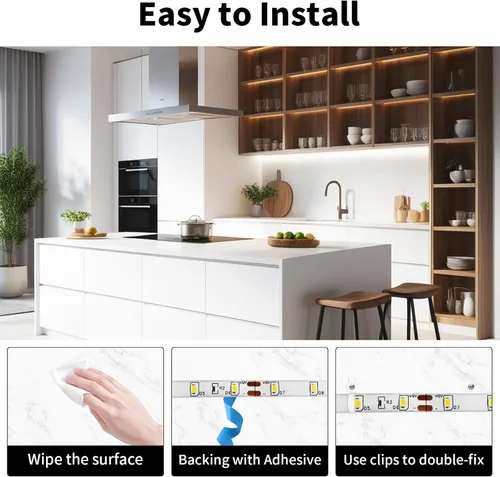 Miniatura 4 de Resistente al agua IP65, tira de luz LED flexible impermeable de 12 V, tiras de luz LED cortables de 16.4 pies, 300 unidades de cadena de Blanco