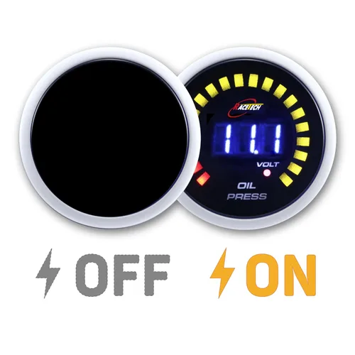 Miniatura 2 de RACETECH Medidor Digital Dual de Presión de Aceite y Voltímetro - 145 PSI, 8~18V - 52 mm 2-1/16" 20 LED Anillo Exterior Azul con Función