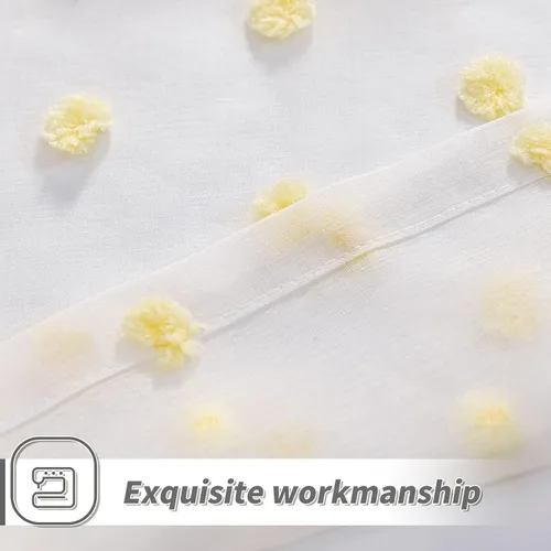 Miniatura 8 de MYSKY HOME Cortinas transparentes con pompones y bolsillo para barra, cortinas traslúcidas de gasa para ventana, 52 pulgadas de ancho x 72 pulgadas