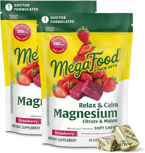 Miniatura 11 de MegaFood Relax + Calm - Masticables suaves de magnesio - Suplemento de magnesio de citrato y malato - Sin gluten, vegetariano y hecho sin lácteos ni
