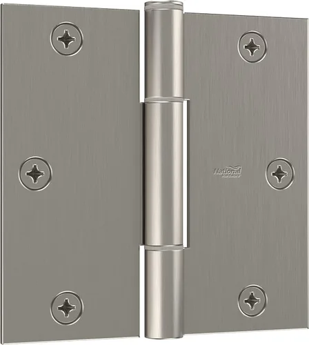 National Hardware Bisagras de protección contra chirridos de 1/4 pulgadas, esquinas cuadradas de radio de 3 unidades en níquel satinado N830-448