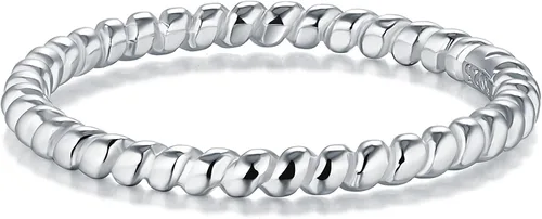 Miniatura 2 de BORUO Anillo de plata de ley 925, anillos apilables de eternidad retorcidos de 0.079 in, tamaño 4-12