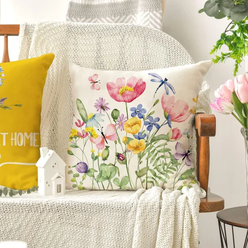 Miniatura 5 de Juego de 4 fundas de cojín decorativas de primavera para exteriores de 16 x 16 pulgadas, diseño de flores de jardín, patio, decoración del hogar