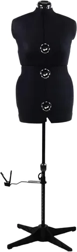 formas de vestido para costura, maniquí femenino negro ajustable talla 12-18, cuerpo de modelo con capacidad de engrapado con 13 diales y guía de
