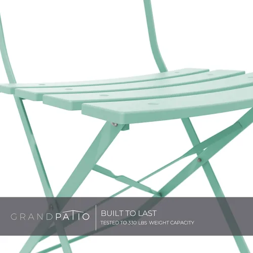 Miniatura 5 de Grand patio Juego de muebles plegables de 3 piezas para exteriores con marco de acero de primera calidad, diseño portátil para bistró y balcón Verde