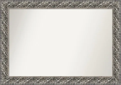 Miniatura 202 de Amanti Art Espejo de baño plateado para sobre fregadero, 26 x 26 pulgadas, espejo cuadrado de níquel pulido, marco de madera tradicional mediano, se