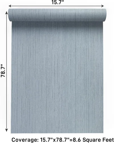 Miniatura 9 de VaryPaper Papel tapiz de tela texturizada de 15.7 x 78.7 pulgadas, color azul grisáceo, para paredes, extraíble, autoadhesivo, impermeable, papel