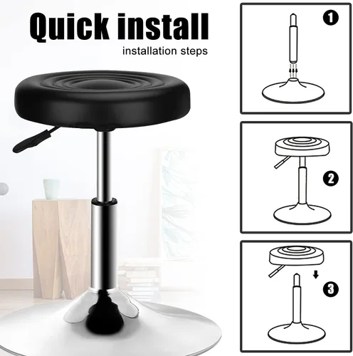 Miniatura 4 de QiCheng & LYS - Taburete redondo de oficina, altura ajustable, taburete de 360 grados, para oficina, hogar, cocina, belleza, taburete sin ruedas