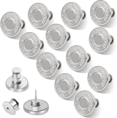 Miniatura 11 de Ceryvop 12 juegos de botones para jeans sueltos, reemplazo instantáneo sin costura y sin herramientas, botón de presión para pantalones, ajustador