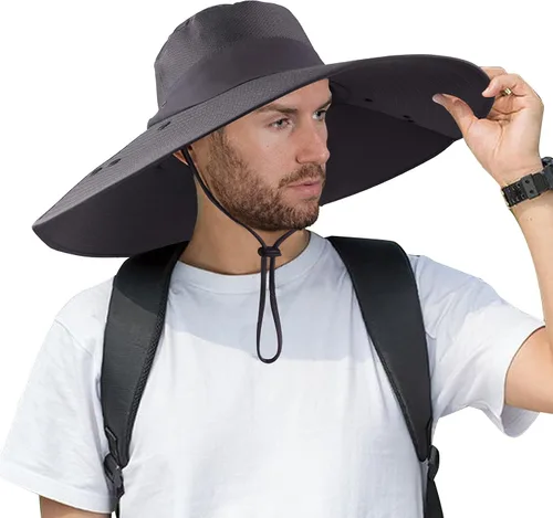 Miniatura 7 de Sombrero de pesca de ala súper ancha UPF 50+, sombrero de safari solar con solapa extraíble para el cuello
