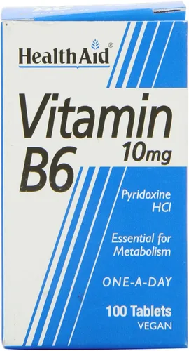Miniatura 3 de Health Aid Vitamina B6 (Piridoxina HCl) 10 mg 100 Tabletas