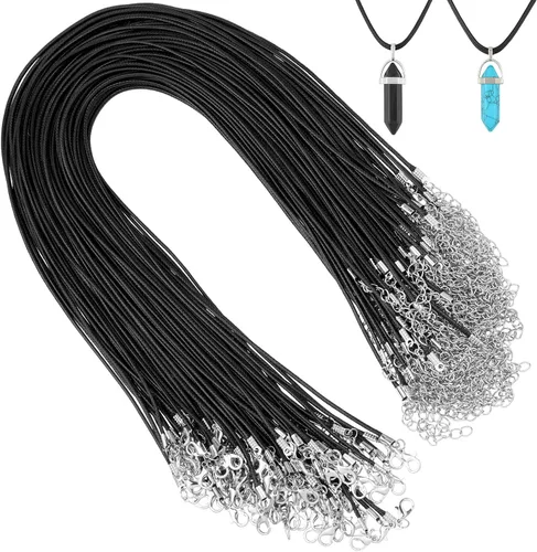 Miniatura 16 de Tudomro 100 piezas de collar de cuero encerado a granel con cierre, collar, pulsera, cadenas, cuerda para hacer joyas, colgantes