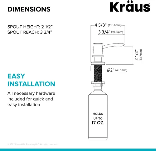Miniatura 6 de Dispensador de jabón y loción de cocina Kraus en acero inoxidable libre de manchas, KSD-54SFS Acero inoxidable sin manchas.