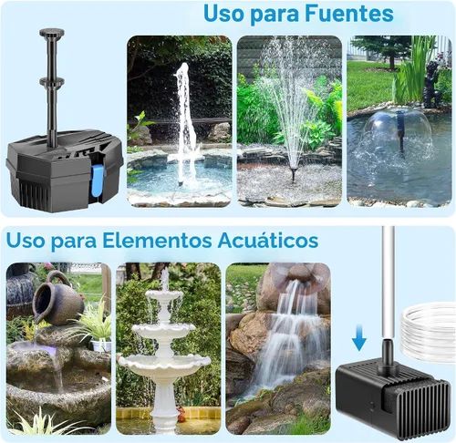 Miniatura 5 de POPOSOAP Bomba de Fuente Solar con Kit de Filtro de Estanque con Batería de Respaldo Integrada de 3000mAh, Bomba de Fuente de Agua Solar de 8W