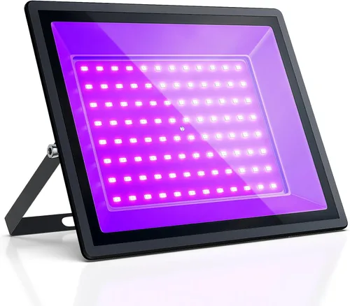 Luz negra UV de 100 W, impermeable IP66, con enchufe e interruptor integrado. Ideal para fiestas brillantes, iluminación de escenario, pintura