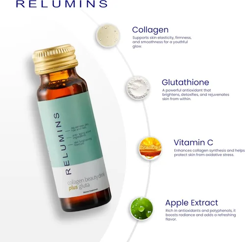 Miniatura 3 de Relumins La bebida de colágeno más avanzada del mundo, 10,000 mg con glutatión y antioxidantes, colágeno líquido número 1 de Estados Unidos