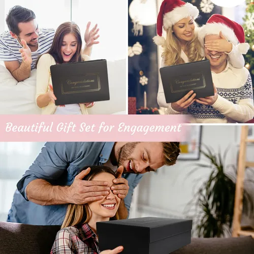 Miniatura 7 de Frerdui Regalos de compromiso para parejas, regalos de compromiso para parejas recién comprometidas, juego de regalo de vaso de compromiso de vino