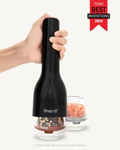 Miniatura 3 de FinaMill Molinillo de Especias Clásico a Batería – Juego de Molinillo de Sal y Pimienta Operado por Batería, Incluye 2 Cápsulas de Especias Negro