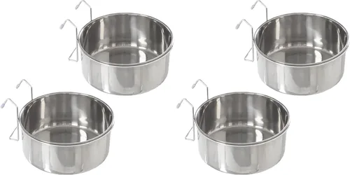 Miniatura 9 de petmaker Tazones para mascotas colgantes de acero inoxidable para perros y gatos - Jaula, perrera y alimentador de canastas para alimentos y agua