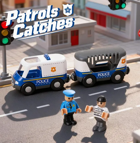 Miniatura 5 de Giant bean Juego de 6 piezas de coches de tren de rescate magnéticos con sonido y luz - Vehículos de emergencia 3 en 1 de policía, bomberos