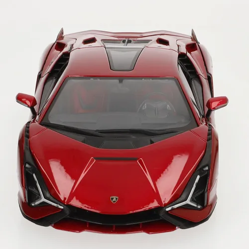 Miniatura 8 de Lamborghini Sian FKP 37 Rojo con ruedas de cobre 118 Modelo de automóvil fundido a presión por Bburago 11046 TY-18-11046R