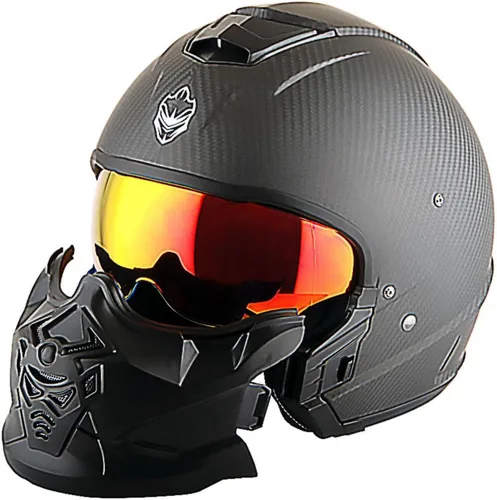 Miniatura 3 de Martian Genuine Real Carbon Fiber Motorcycle Full Face Helmet HB-B2 Open Face Glossy Carbon Black, DOT Approved