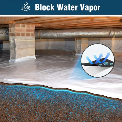 Miniatura 3 de Barrera de vapor para espacio de arrastre Spirecover, barrera de vapor de 10 mil, 10'x15', tela de plástico para cubrir y encapsular espacios