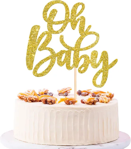 Miniatura 25 de 24 piezas Oh Baby Cupcake Toppers Glitter Baby Shower Cupcake Picks Reveal Género Decoración de Pasteles para Baby Shower Niños Niñas Fiesta de Azul