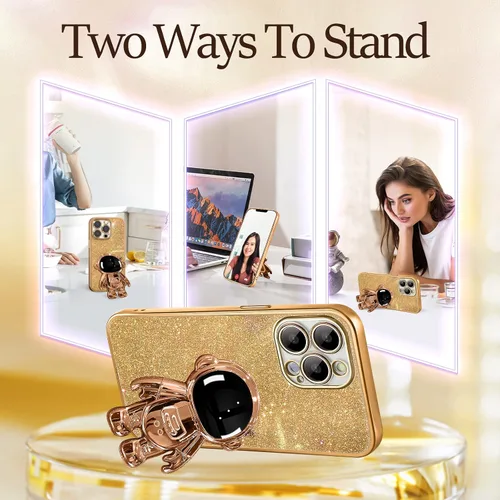 Miniatura 68 de Buleens Funda para iPhone 11 Pro Max Astronauta, Fundas Transparentes para iPhone 11 ProMax con Papel con Purpurina y Soporte de Astronauta, Mujeres