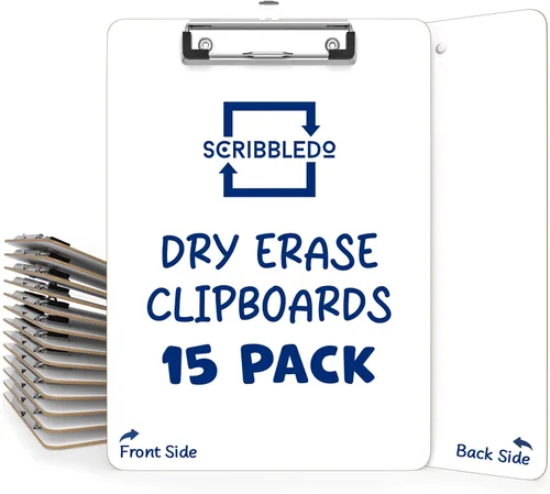 Miniatura 10 de SCRIBBLEDO - Portapapeles de borrado en seco para oficina y escuela, doble cara, 9 x 12 pulgadas Reinforced Clip & Latch, Sturdy Hardboard Build
