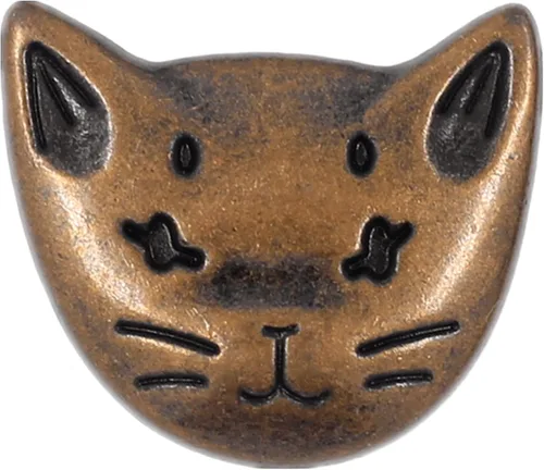 Miniatura 6 de Bezelry 12 botones de vástago de metal con diseño de gato, 0.709 in (latón antiguo)