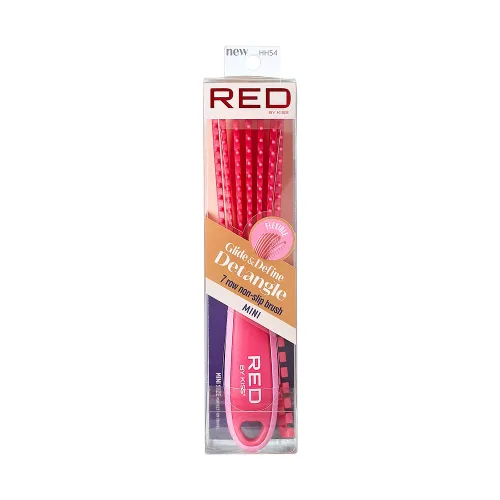 Red by Kiss Glide & Define Cepillo desenredante antideslizante para el cuidado natural del cuero cabelludo (tamaño de viaje) cerdas resistentes al